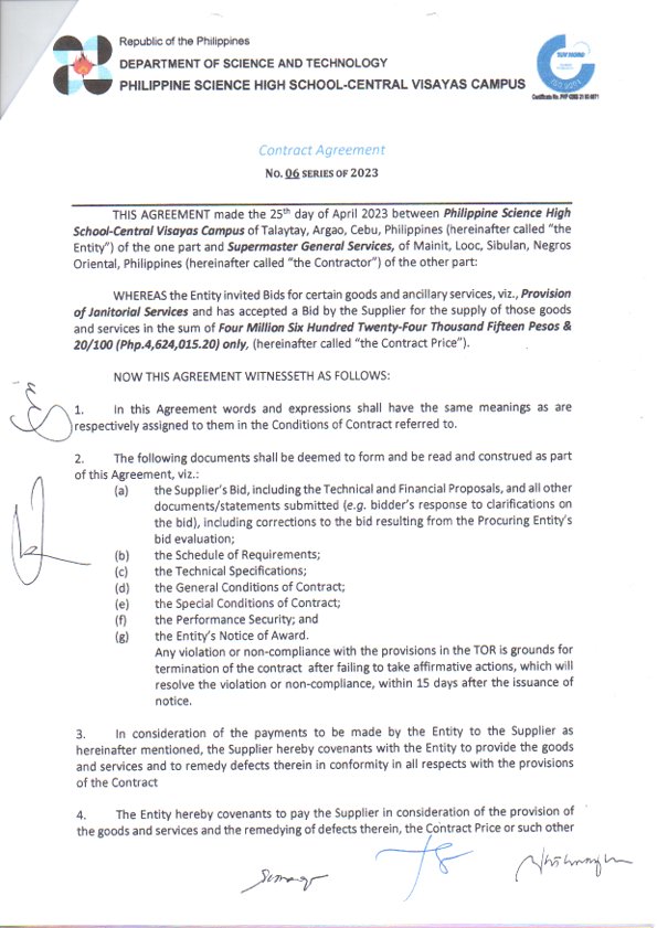 contract provision janitorial services 2023 p1of3