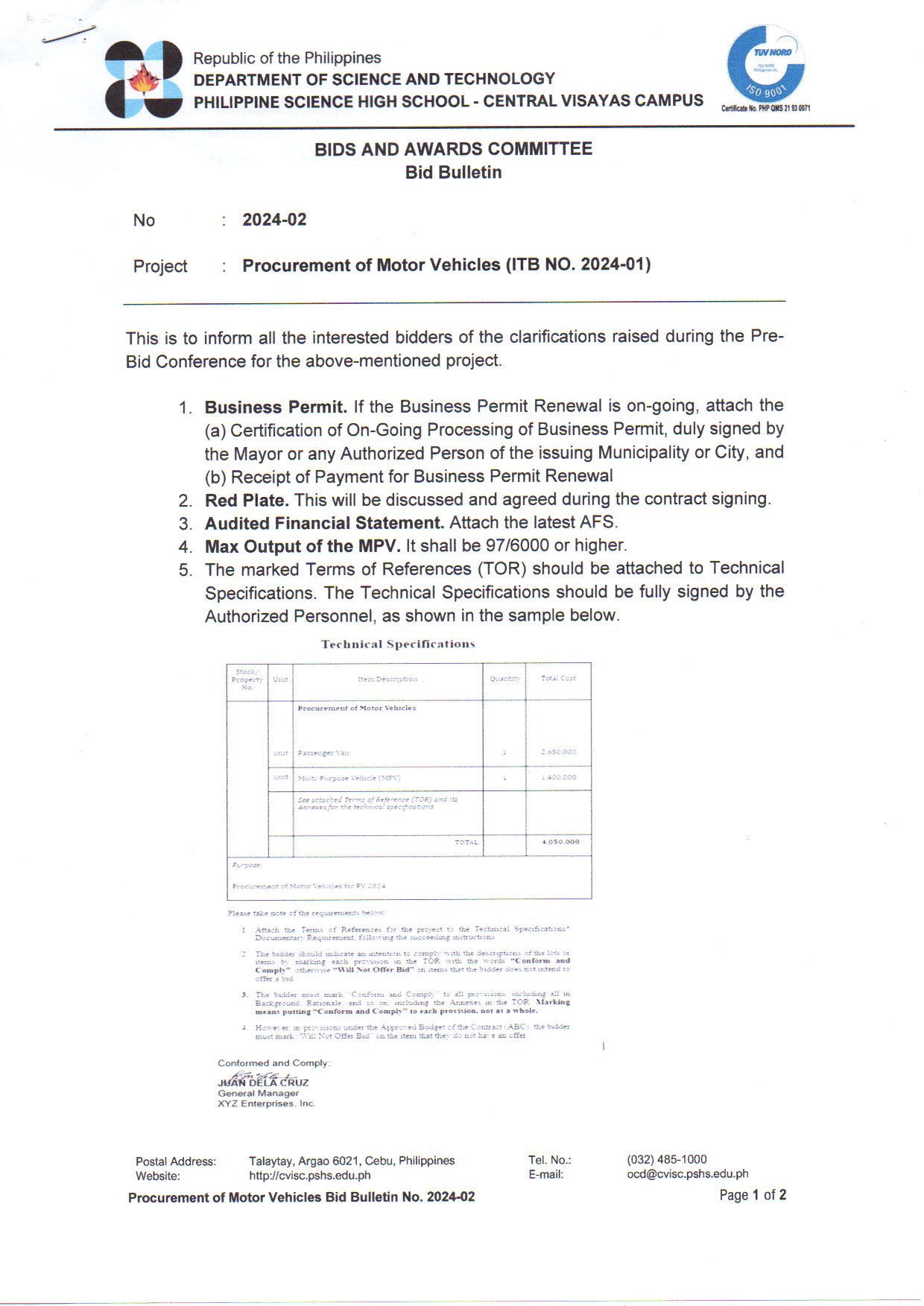 bid bulletin 2024 02 procurement motor vehicles p1of2