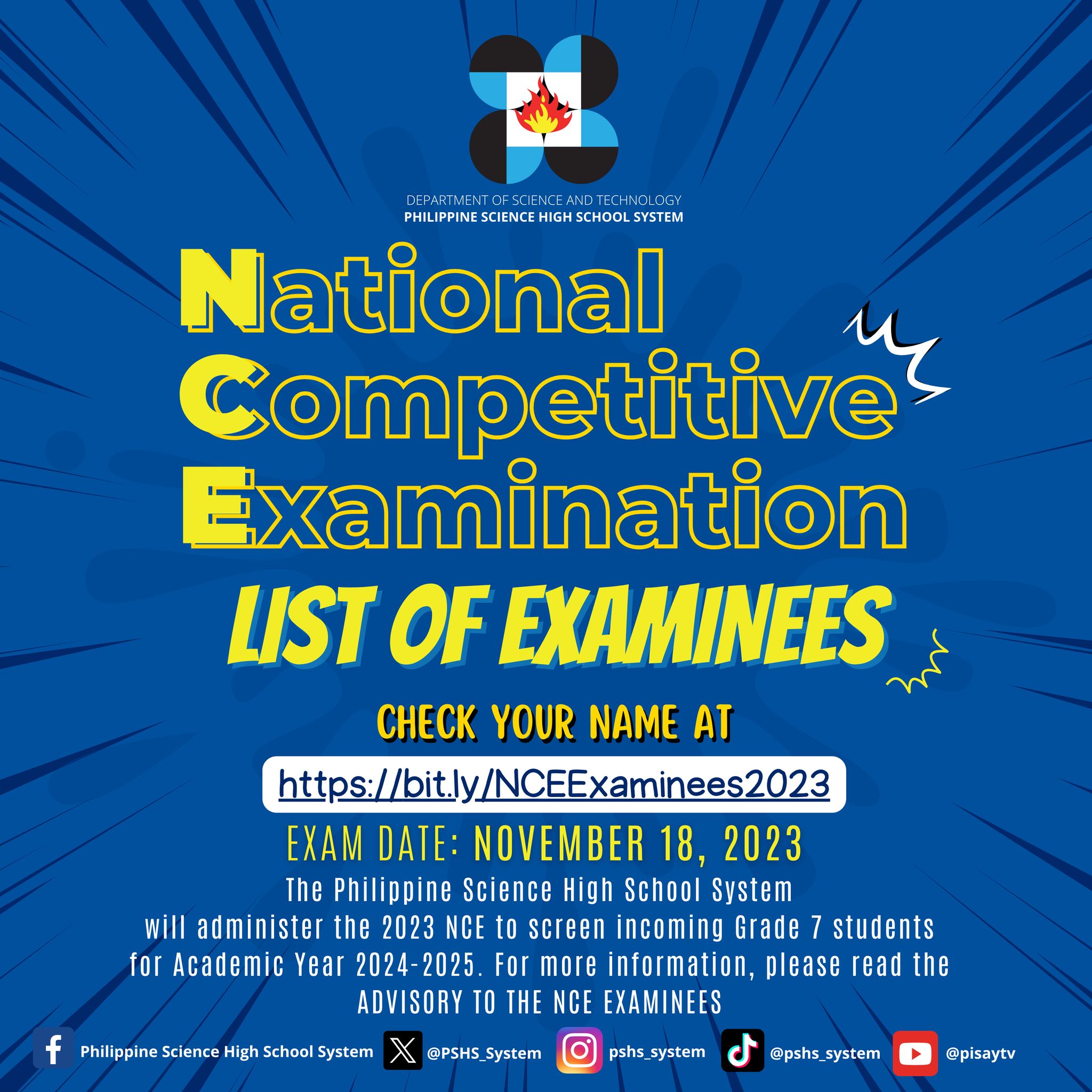 POSTER NCE EXAMINEES LIST