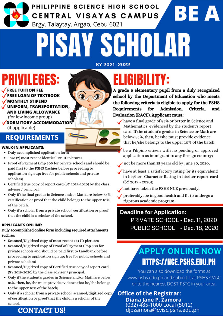 info material be a pisay scholar