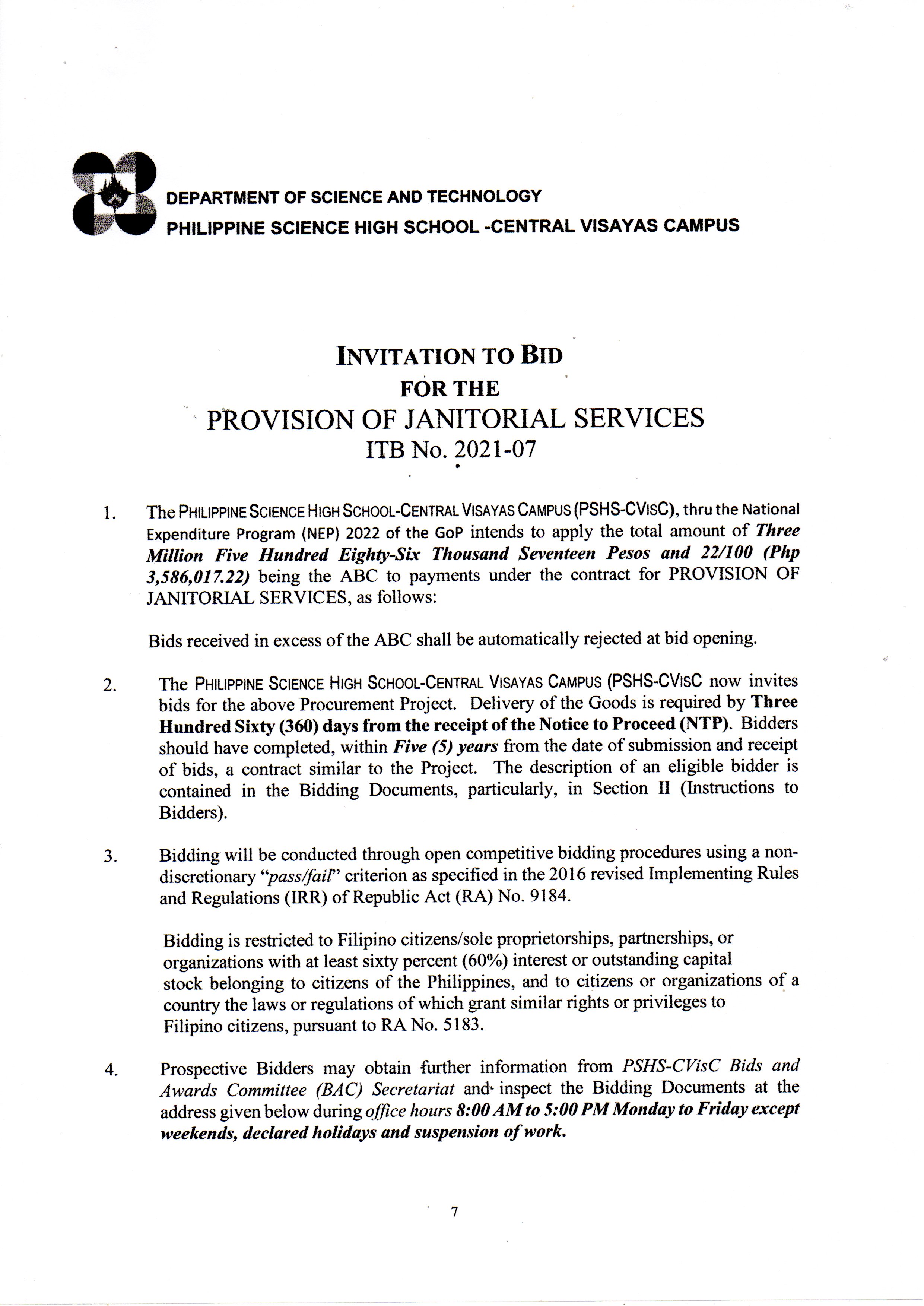 itb provision janitorial services p3