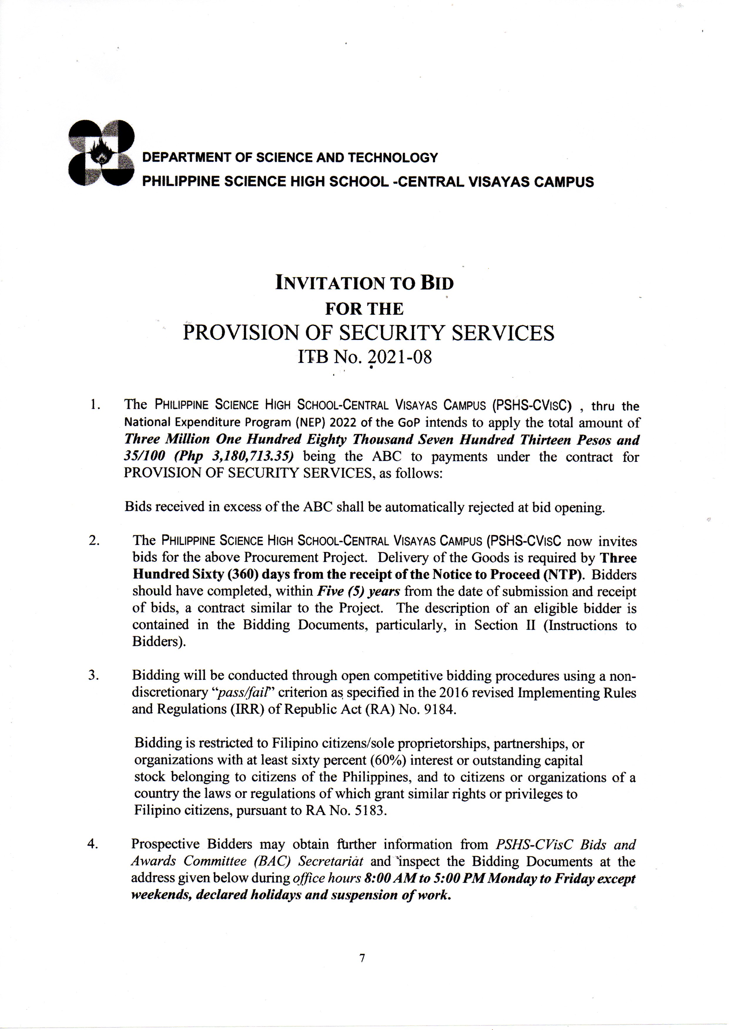 itb provision security services p3