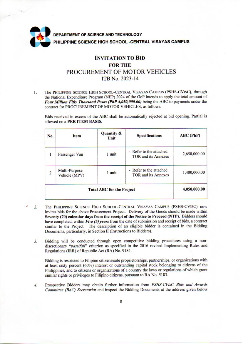 itb procurement motor vehicles p1of2